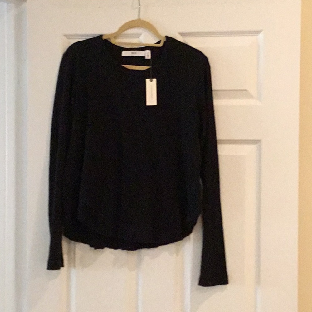 Wilt Black Long Sleeve Top w ruffle - new w tags sz M